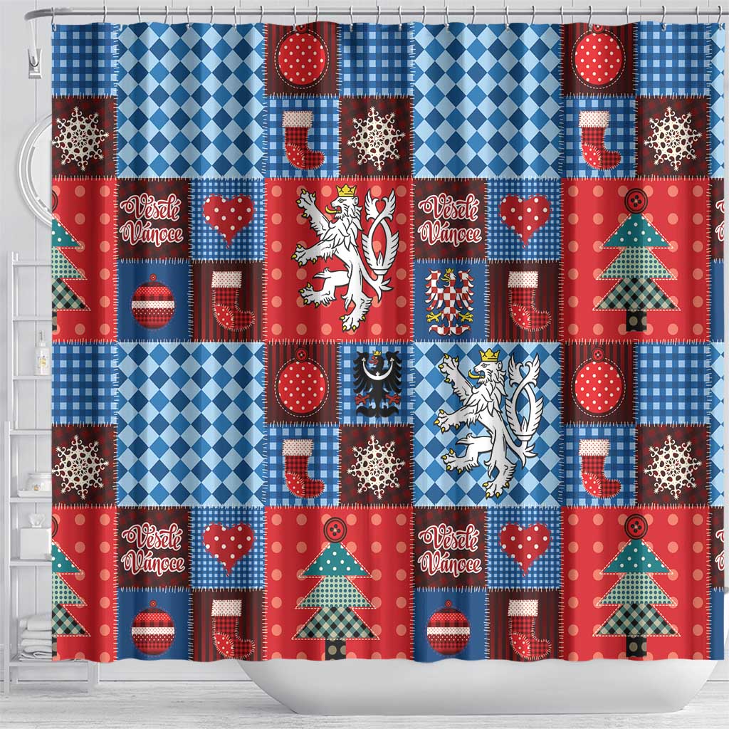 Czech Christmas Patchwork Shower Curtain - Wonder Print Shop