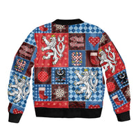Czech Christmas Patchwork Sleeve Zip Bomber Jacket - Wonder Print Shop