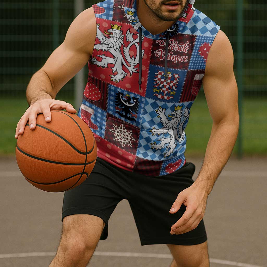 Czech Christmas Patchwork Sleeveless Hoodie - Wonder Print Shop