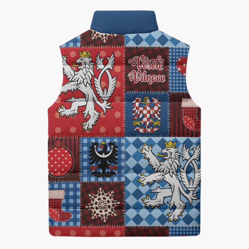 Czech Christmas Patchwork Sleeveless Puffer Jacket - Wonder Print Shop