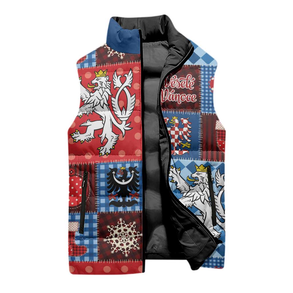 Czech Christmas Patchwork Sleeveless Puffer Jacket - Wonder Print Shop