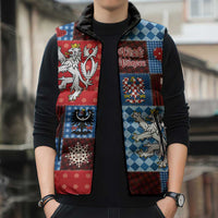Czech Christmas Patchwork Sleeveless Puffer Jacket - Wonder Print Shop