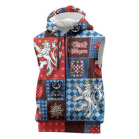 Czech Christmas Patchwork Sleeveless Zip Hoodie - Wonder Print Shop