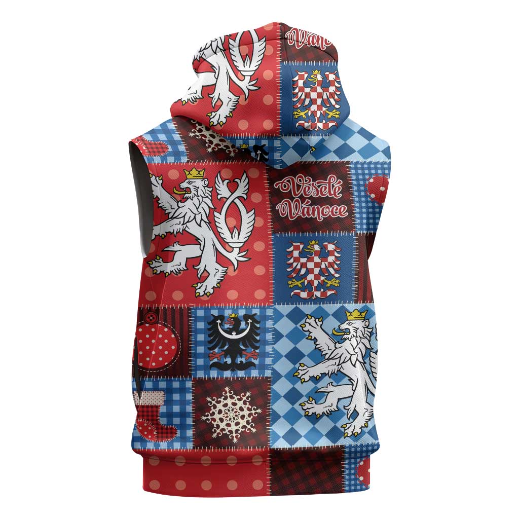 Czech Christmas Patchwork Sleeveless Zip Hoodie - Wonder Print Shop
