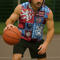 Czech Christmas Patchwork Sleeveless Zip Hoodie - Wonder Print Shop