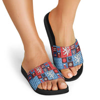 Czech Christmas Patchwork Slide Sandals - Wonder Print Shop