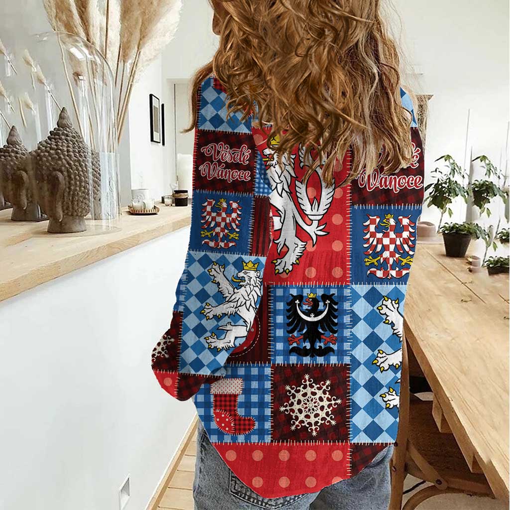 Czech Christmas Patchwork Women Casual Shirt - Wonder Print Shop