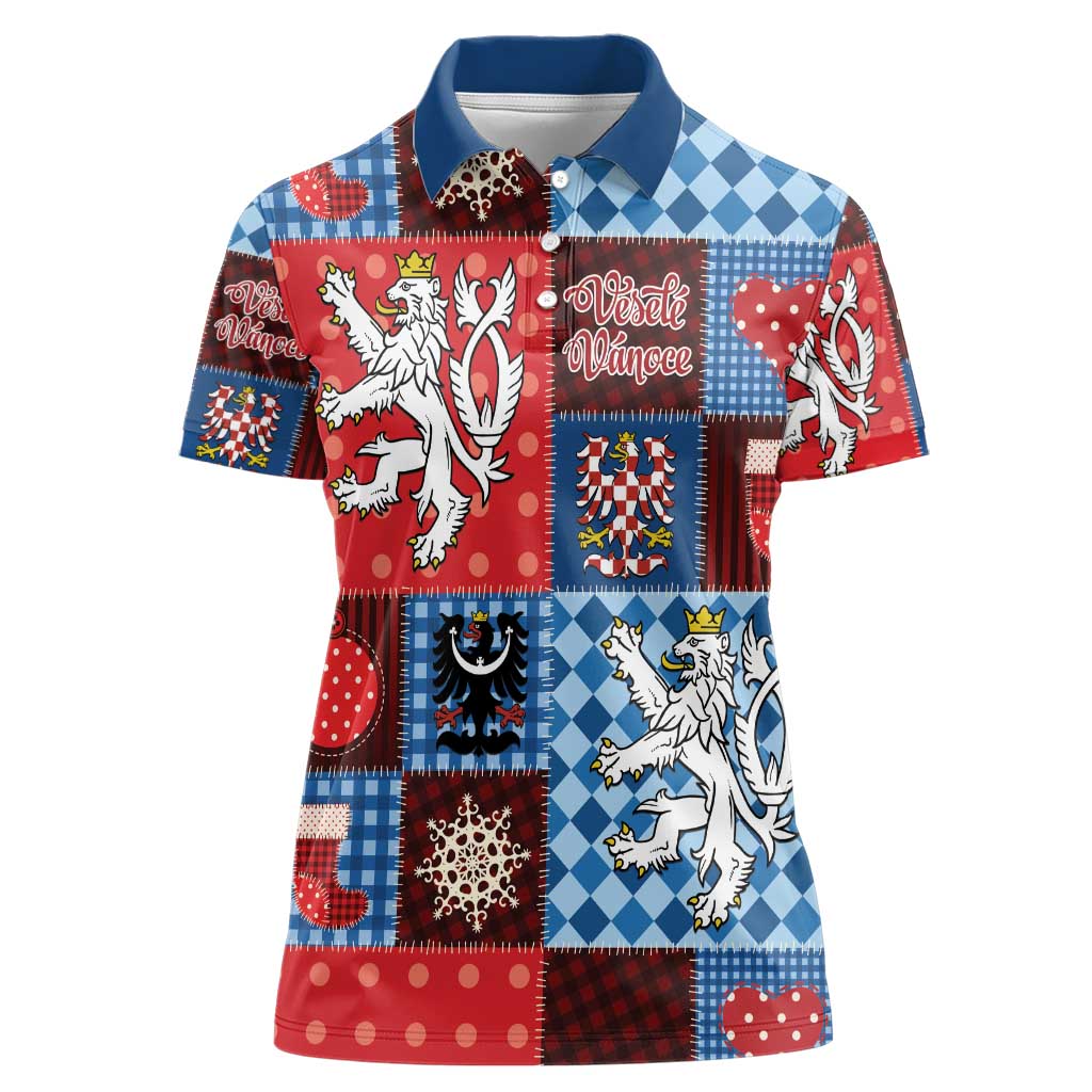 Czech Christmas Patchwork Women Polo Shirt - Wonder Print Shop