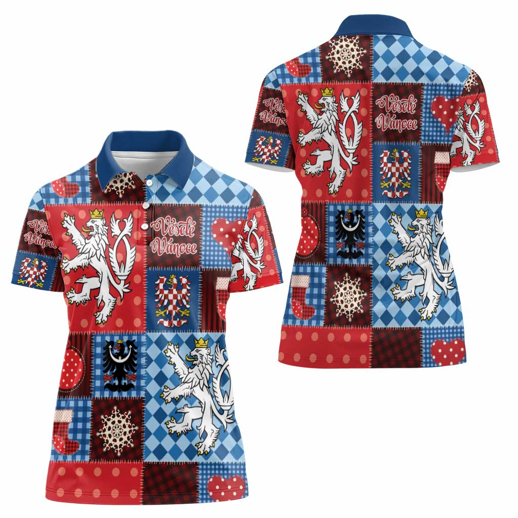 Czech Christmas Patchwork Women Polo Shirt - Wonder Print Shop