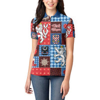 Czech Christmas Patchwork Women Polo Shirt - Wonder Print Shop