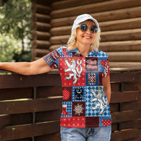 Czech Christmas Patchwork Women Polo Shirt - Wonder Print Shop