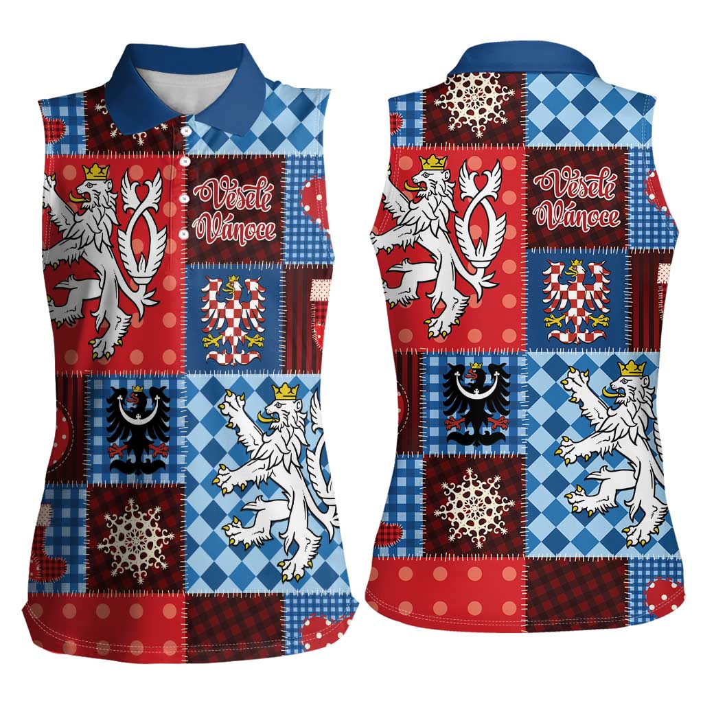 Czech Christmas Patchwork Women Sleeveless Polo Shirt - Wonder Print Shop