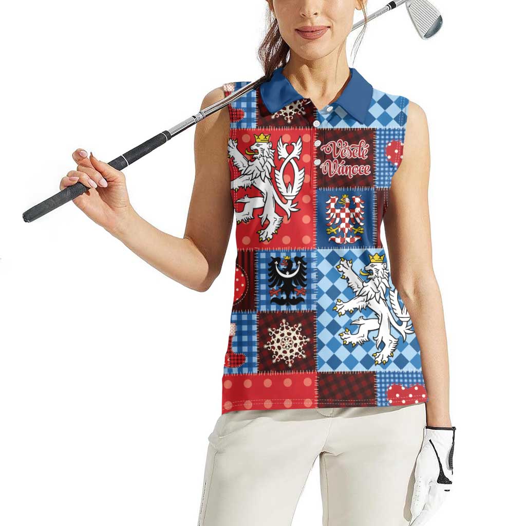 Czech Christmas Patchwork Women Sleeveless Polo Shirt - Wonder Print Shop