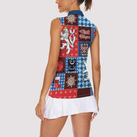 Czech Christmas Patchwork Women Sleeveless Polo Shirt - Wonder Print Shop