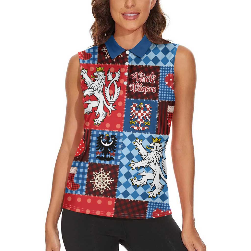 Czech Christmas Patchwork Women Sleeveless Polo Shirt - Wonder Print Shop