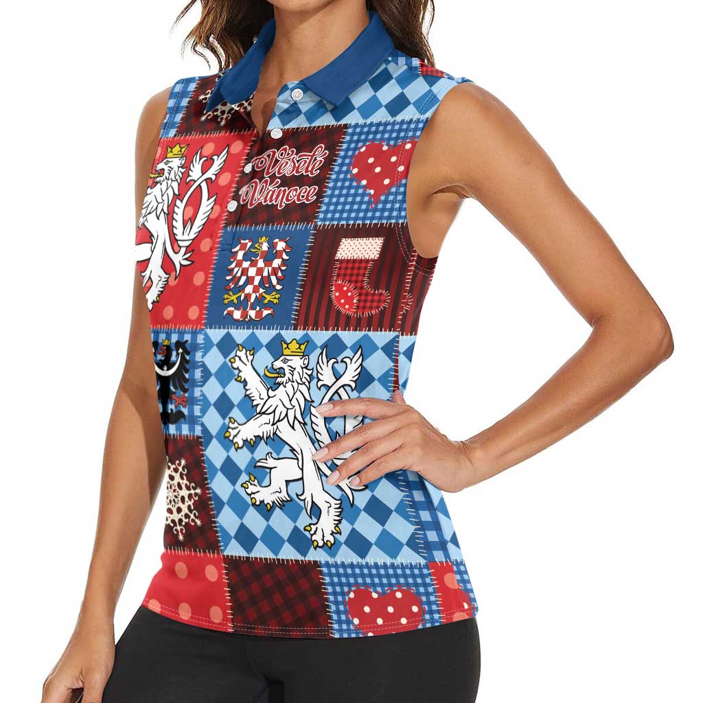 Czech Christmas Patchwork Women Sleeveless Polo Shirt - Wonder Print Shop