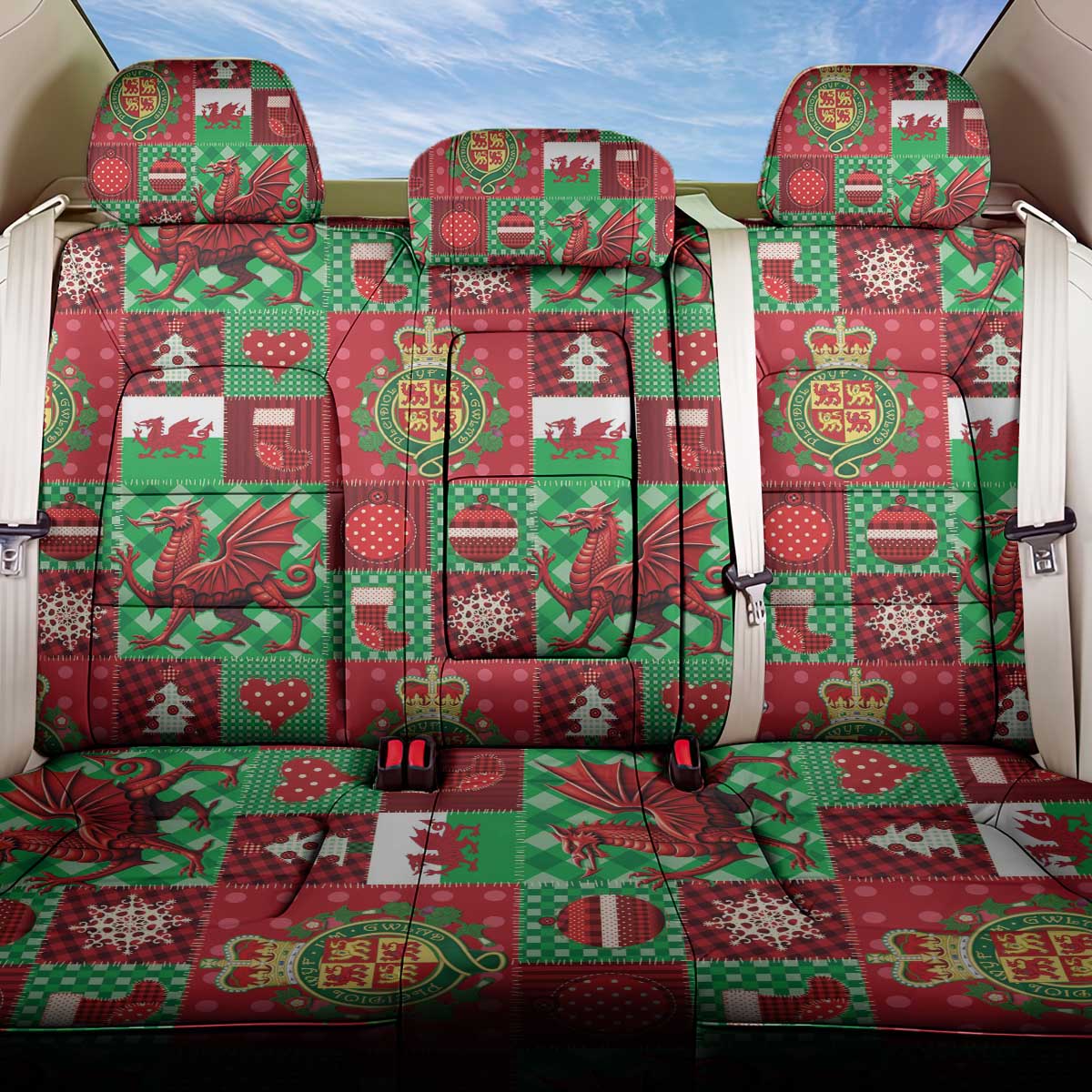 Wales Christmas Patchwork Back Car Seat Cover - Wonder Print Shop