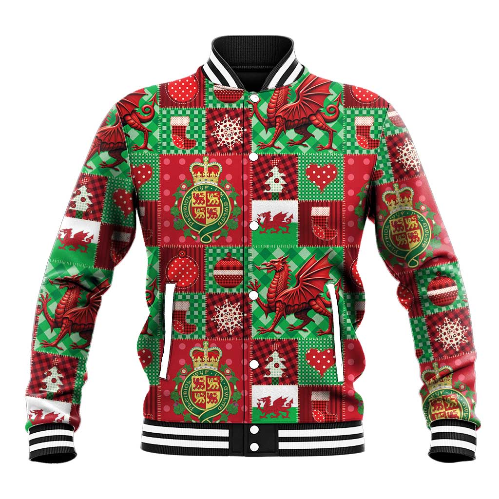 Wales Christmas Patchwork Baseball Jacket - Wonder Print Shop