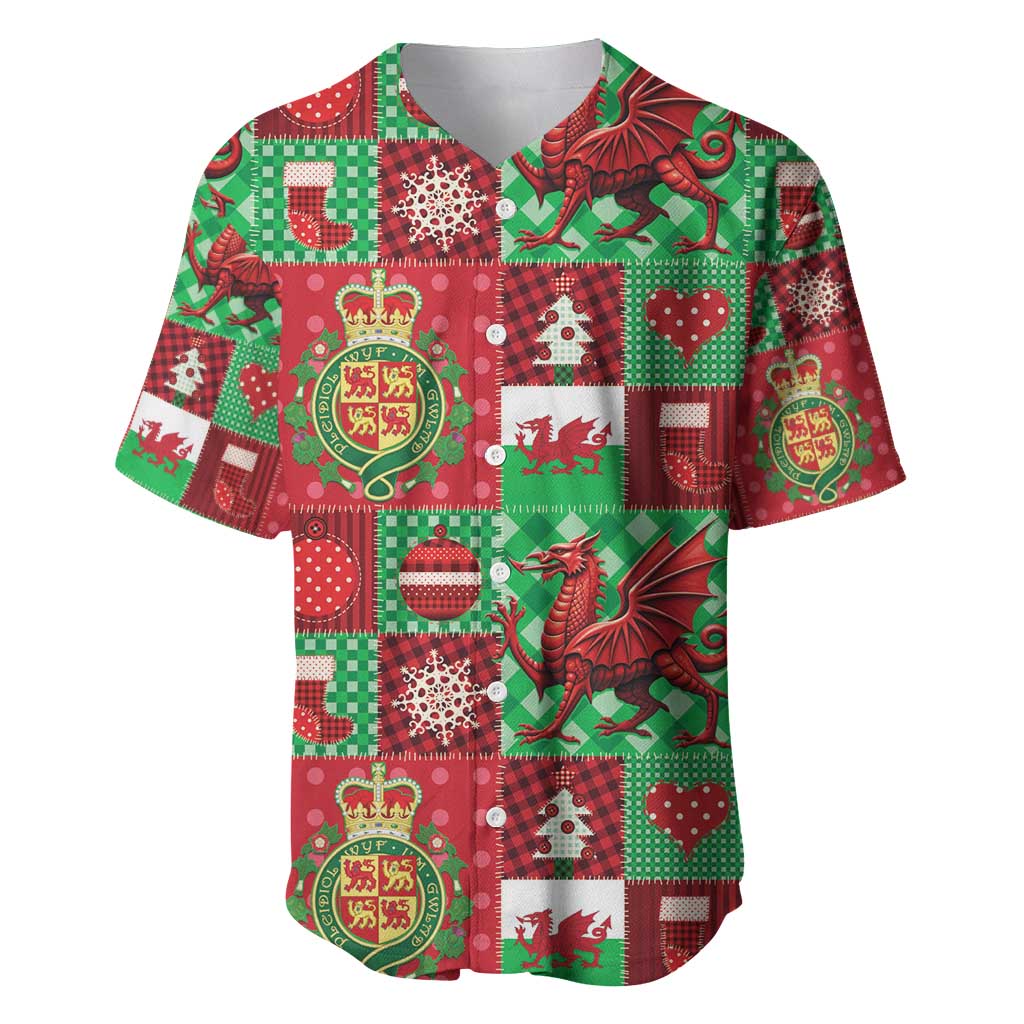 Wales Christmas Patchwork Baseball Jersey - Wonder Print Shop