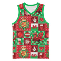 Wales Christmas Patchwork Basketball Jersey - Wonder Print Shop