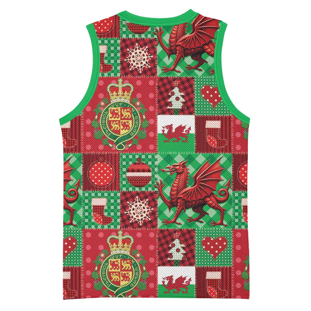 Wales Christmas Patchwork Basketball Jersey - Wonder Print Shop