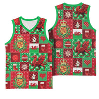 Wales Christmas Patchwork Basketball Jersey - Wonder Print Shop
