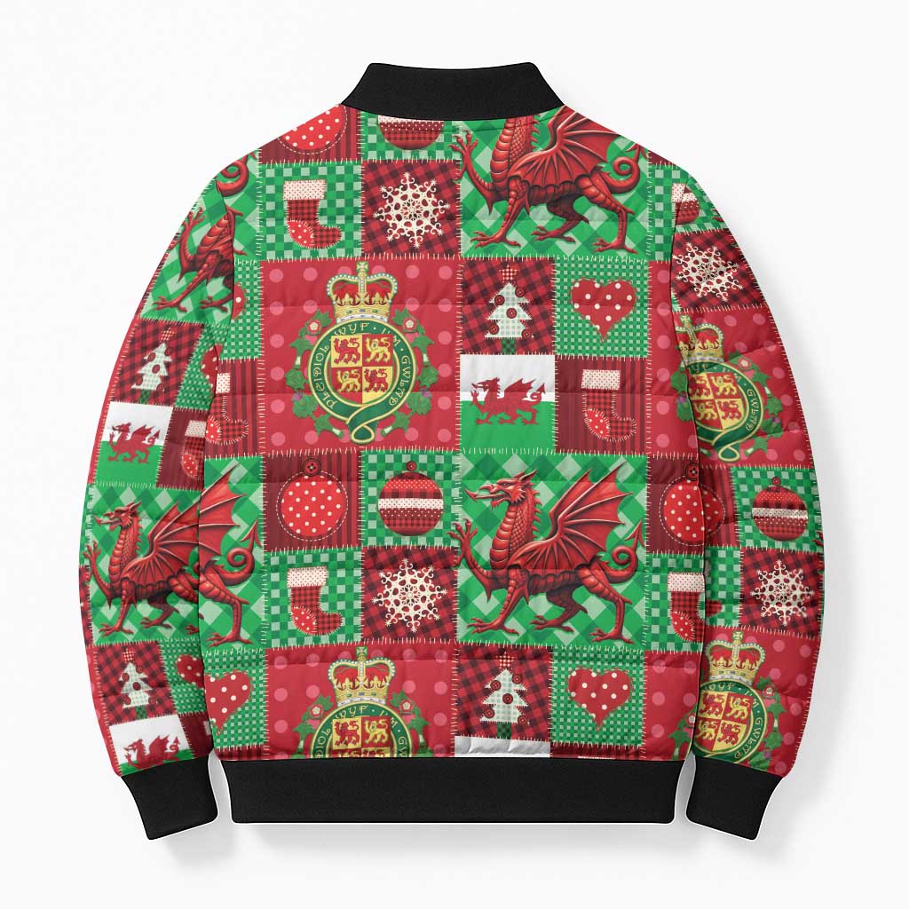 Wales Christmas Patchwork Bomber Puffer Jacket - Wonder Print Shop