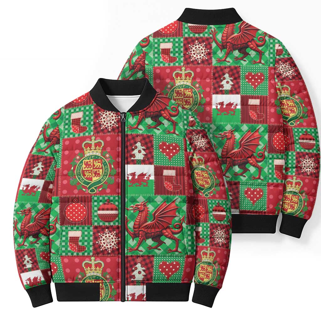Wales Christmas Patchwork Bomber Puffer Jacket - Wonder Print Shop