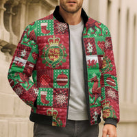 Wales Christmas Patchwork Bomber Puffer Jacket - Wonder Print Shop