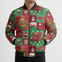 Wales Christmas Patchwork Bomber Puffer Jacket - Wonder Print Shop