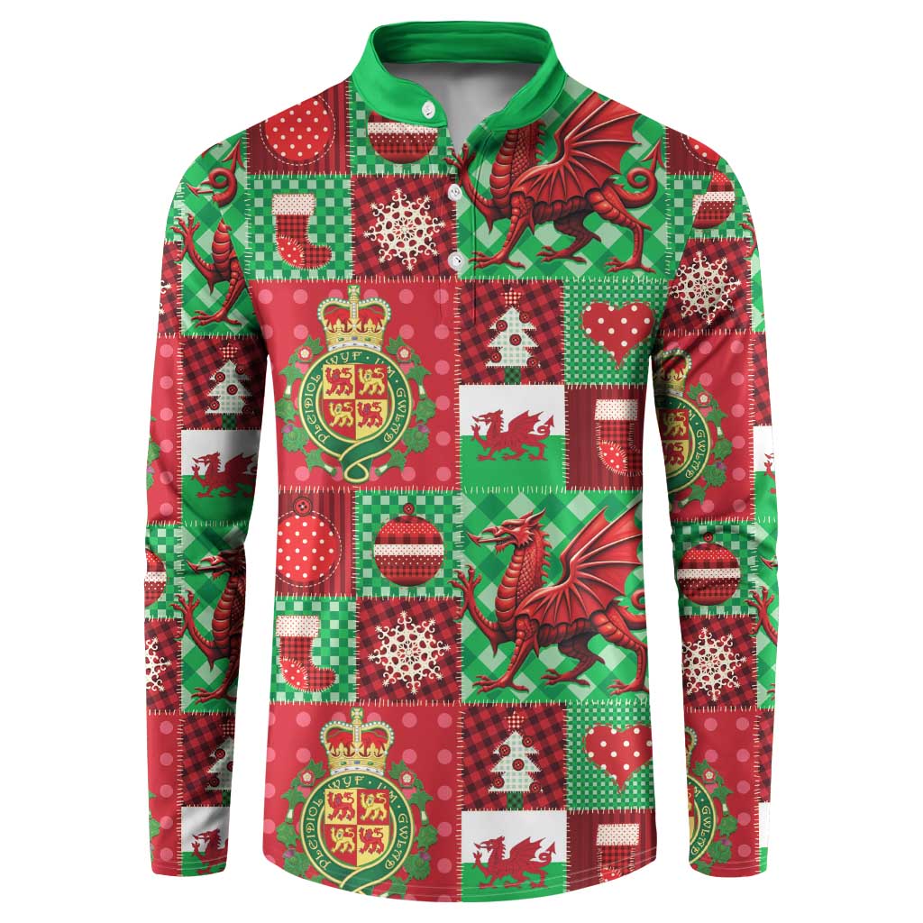 Wales Christmas Patchwork Button Sweatshirt - Wonder Print Shop