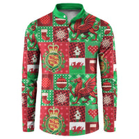 Wales Christmas Patchwork Button Sweatshirt - Wonder Print Shop