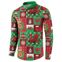Wales Christmas Patchwork Button Sweatshirt - Wonder Print Shop