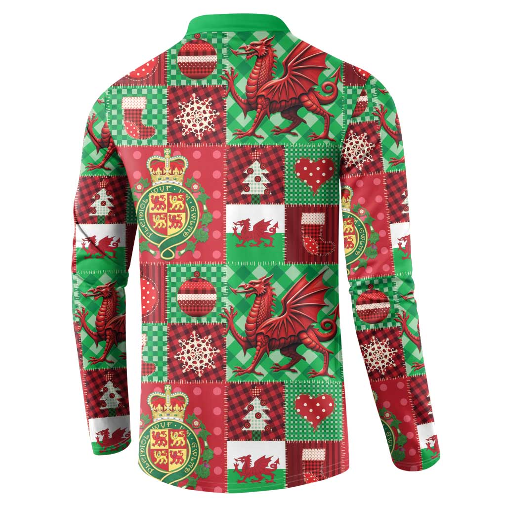 Wales Christmas Patchwork Button Sweatshirt - Wonder Print Shop