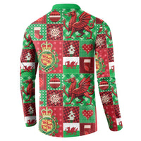 Wales Christmas Patchwork Button Sweatshirt - Wonder Print Shop