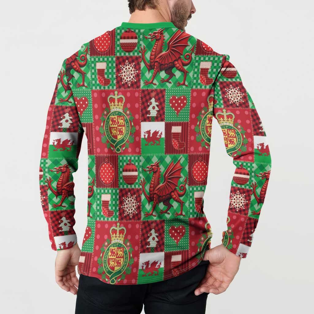 Wales Christmas Patchwork Button Sweatshirt - Wonder Print Shop