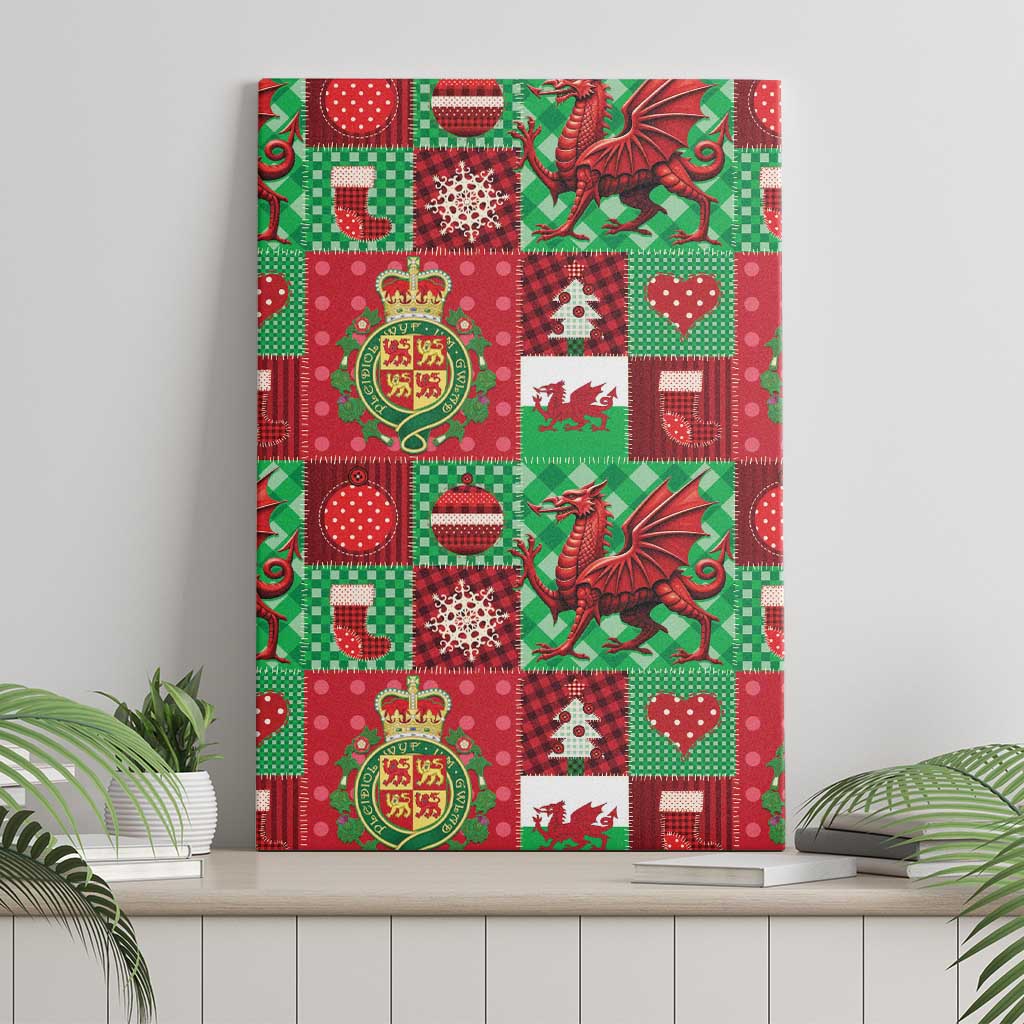 Wales Christmas Patchwork Canvas Wall Art - Wonder Print Shop
