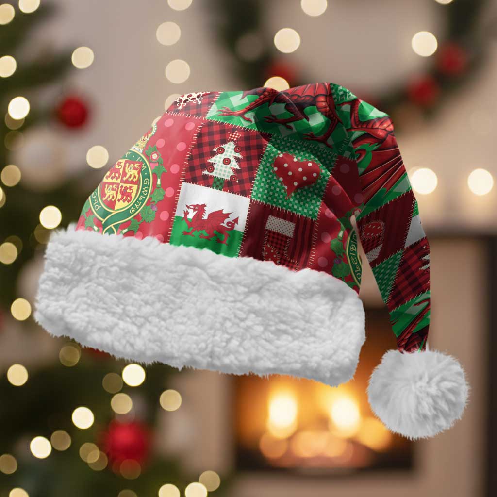 Wales Christmas Patchwork Christmas Santa Hat - Wonder Print Shop