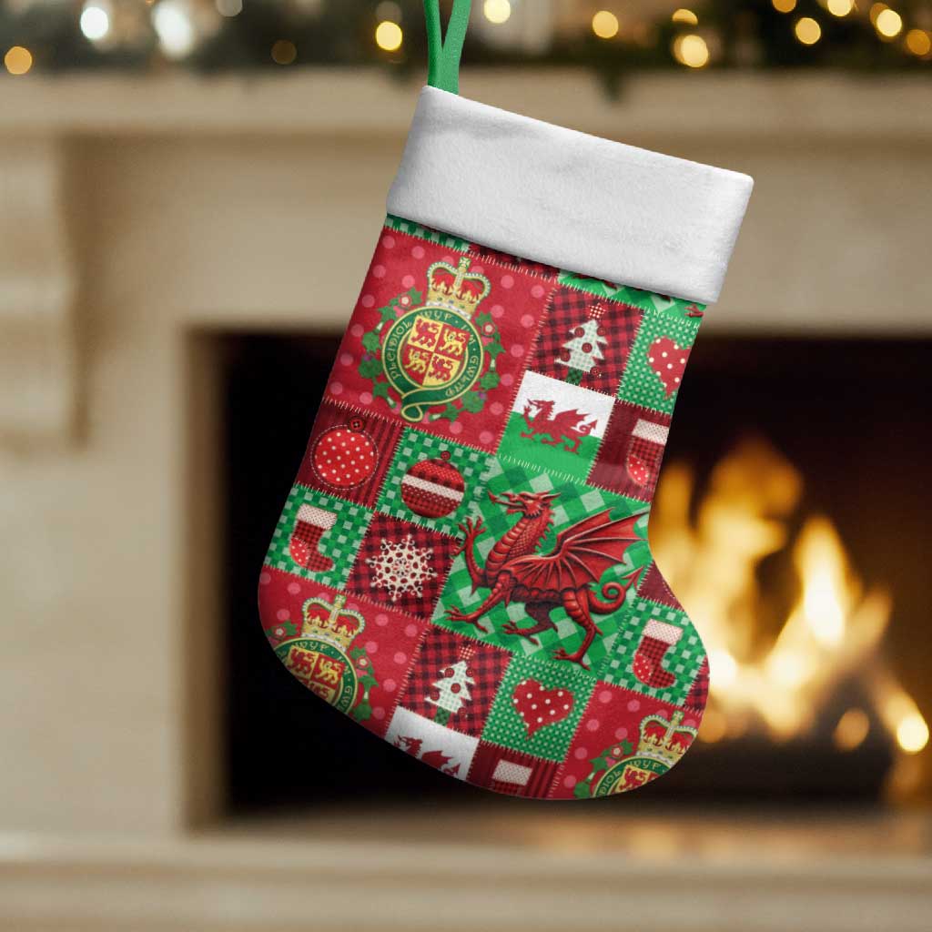 Wales Christmas Patchwork Christmas Stocking - Wonder Print Shop