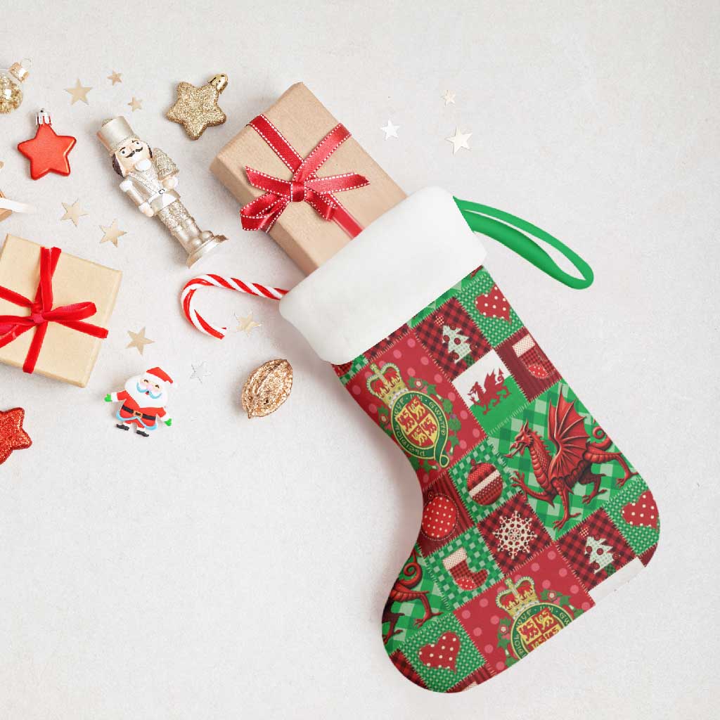 Wales Christmas Patchwork Christmas Stocking - Wonder Print Shop