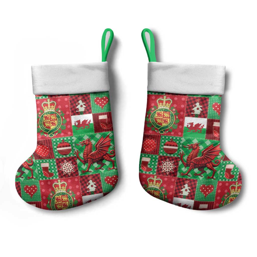 Wales Christmas Patchwork Christmas Stocking - Wonder Print Shop
