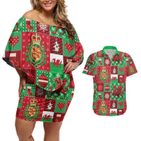 Wales Christmas Patchwork Couples Matching Off Shoulder Short Dress and Hawaiian Shirt - Wonder Print Shop