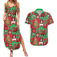 Wales Christmas Patchwork Couples Matching Summer Maxi Dress and Hawaiian Shirt - Wonder Print Shop