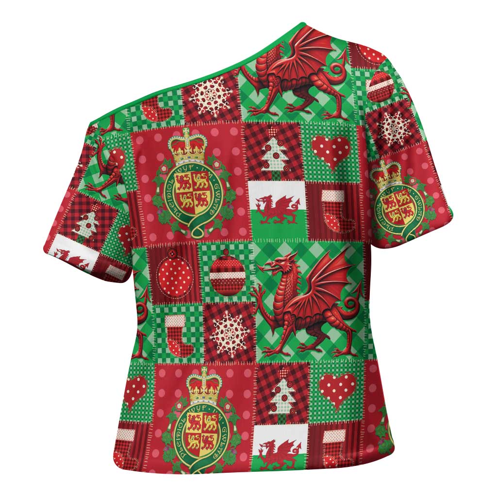 Wales Christmas Patchwork Cross Shoulder Shirt - Wonder Print Shop