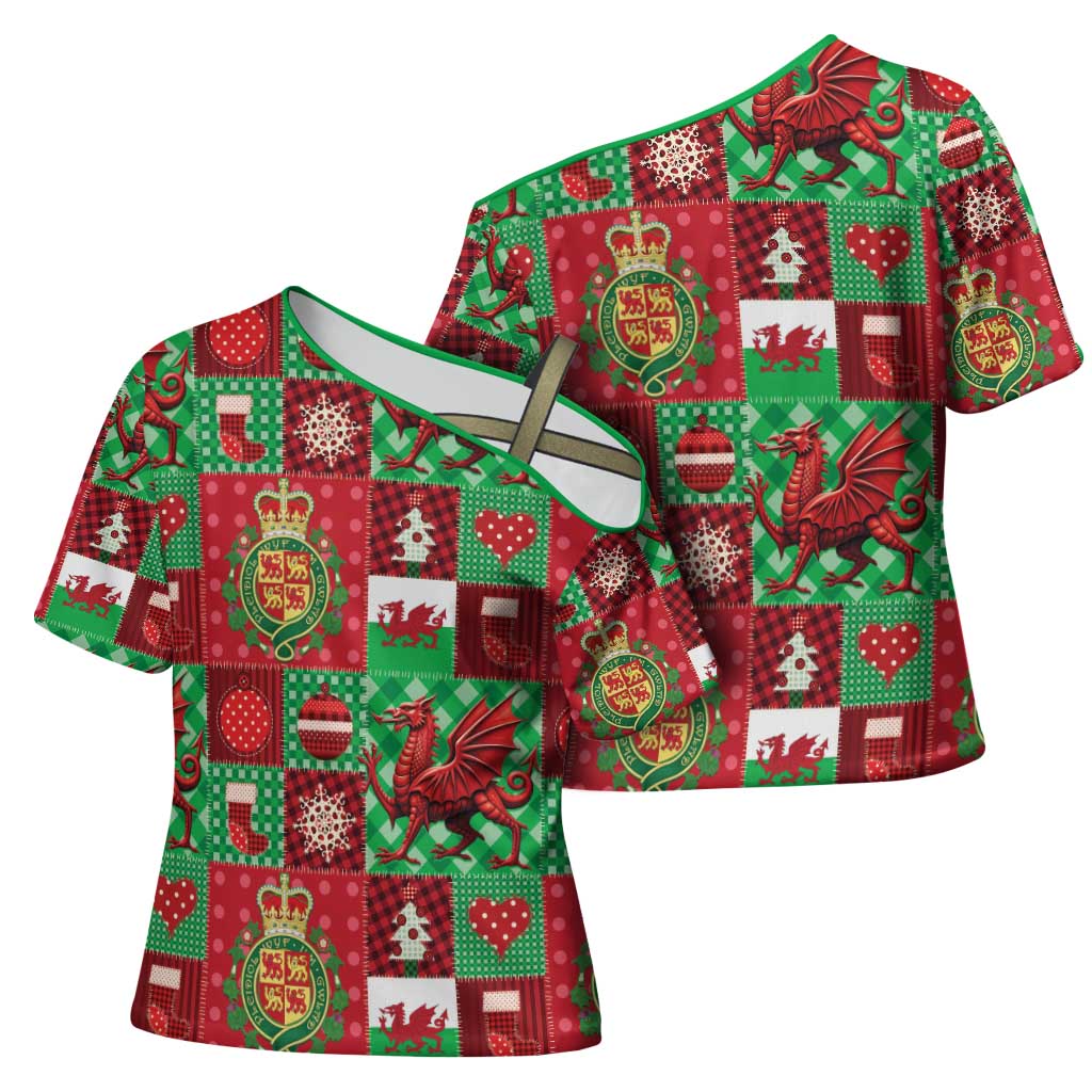 Wales Christmas Patchwork Cross Shoulder Shirt - Wonder Print Shop