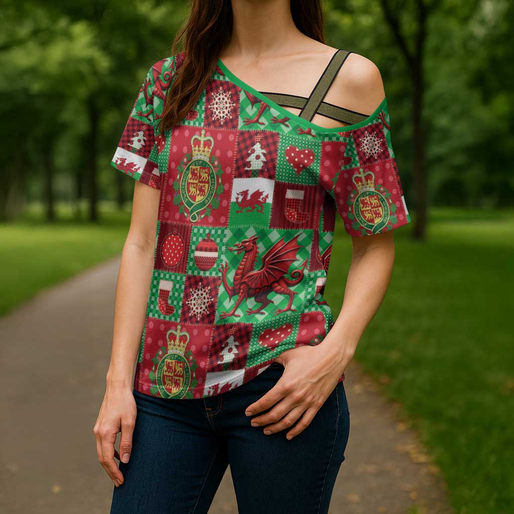 Wales Christmas Patchwork Cross Shoulder Shirt - Wonder Print Shop