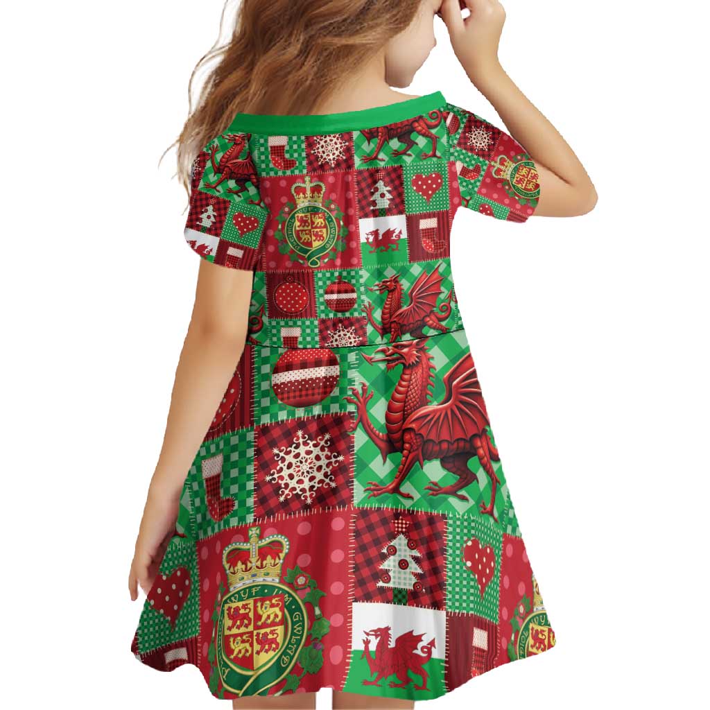 Wales Christmas Patchwork Family Matching Long Sleeve Bodycon Dress and Hawaiian Shirt - Wonder Print Shop