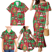 Wales Christmas Patchwork Family Matching Mermaid Dress and Hawaiian Shirt - Wonder Print Shop
