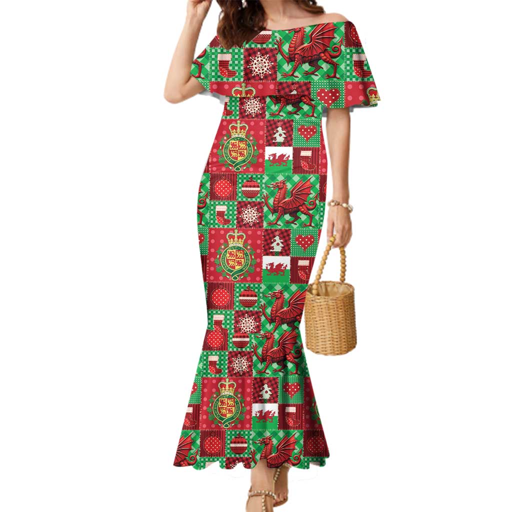 Wales Christmas Patchwork Family Matching Mermaid Dress and Hawaiian Shirt - Wonder Print Shop