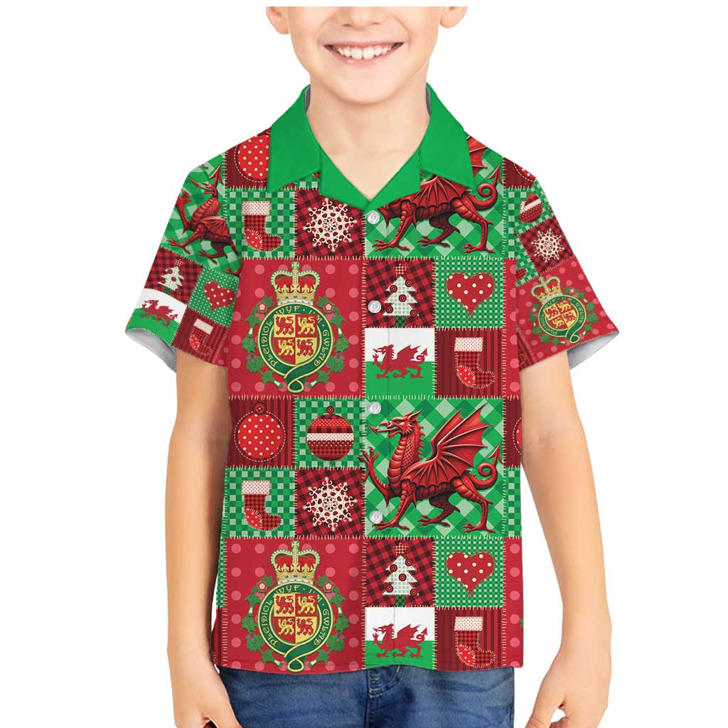 Wales Christmas Patchwork Family Matching Mermaid Dress and Hawaiian Shirt - Wonder Print Shop